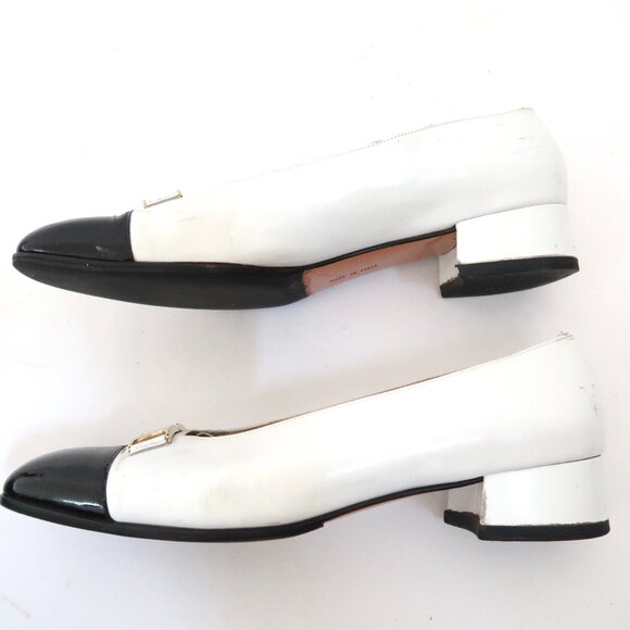 FERRAGAMO Two Tone spectator low heel pumps 6.5 B black & white - Picture 4 of 9